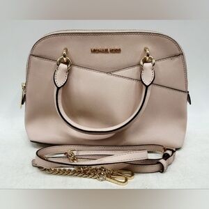 Authent. Michael Kors Jet Set Travel Saffiano Leather Satchel purse powder blush